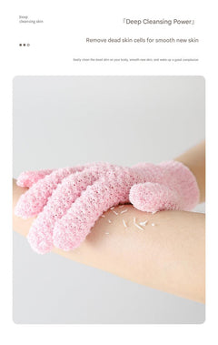 Various colours of exfoliating gloves