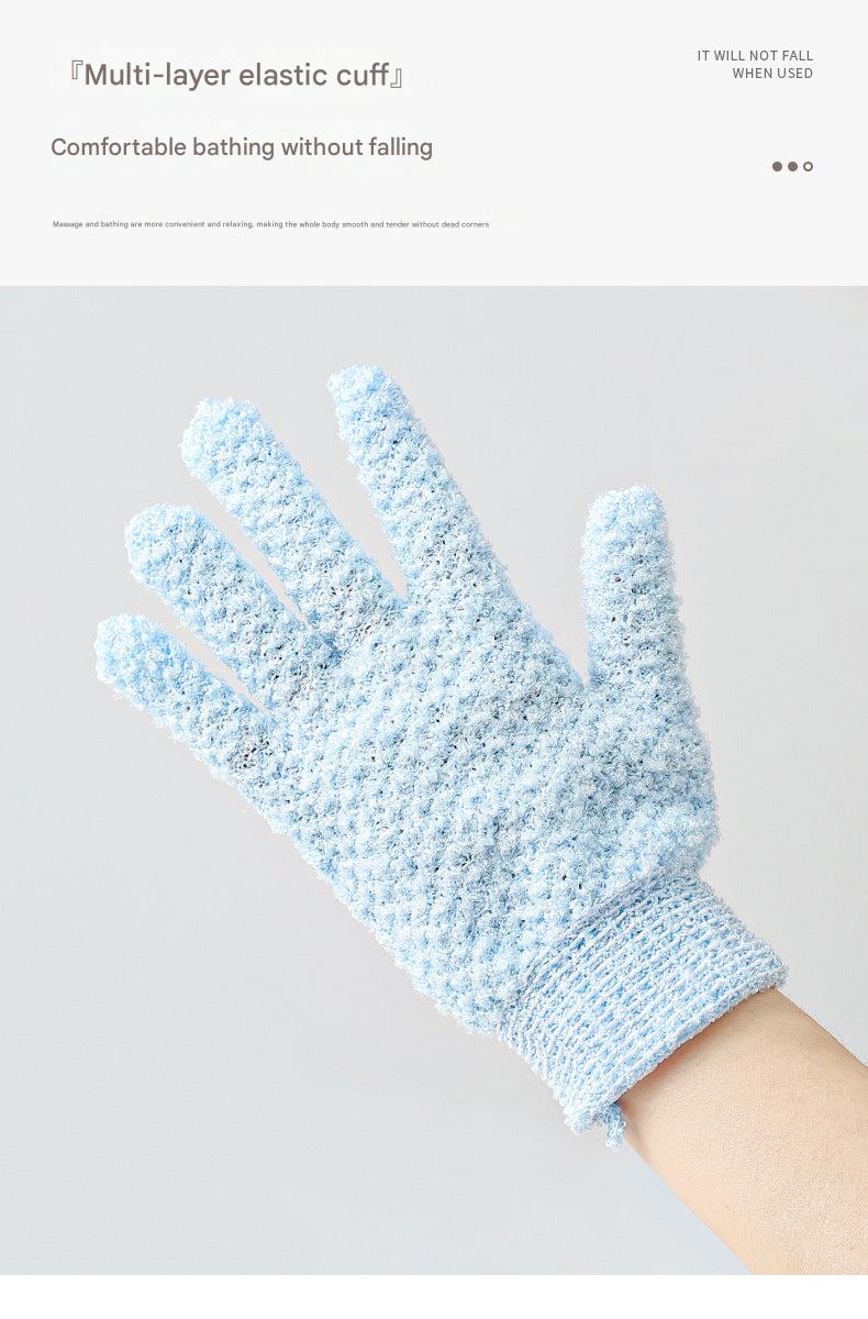 Packaging of exfoliating bath gloves