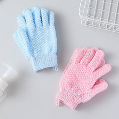 Various colours of exfoliating gloves