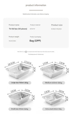 Assorted sizes of aluminium foil trays
