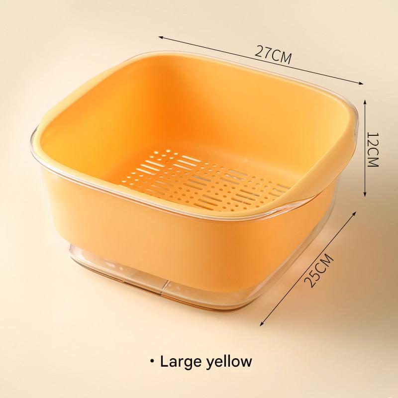 double layer vegetable washing basket in cream white