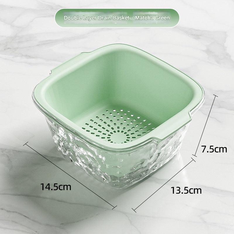 dark green double layer washing basket in use