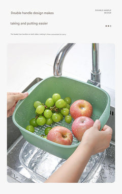 light green double layer strainer for vegetables