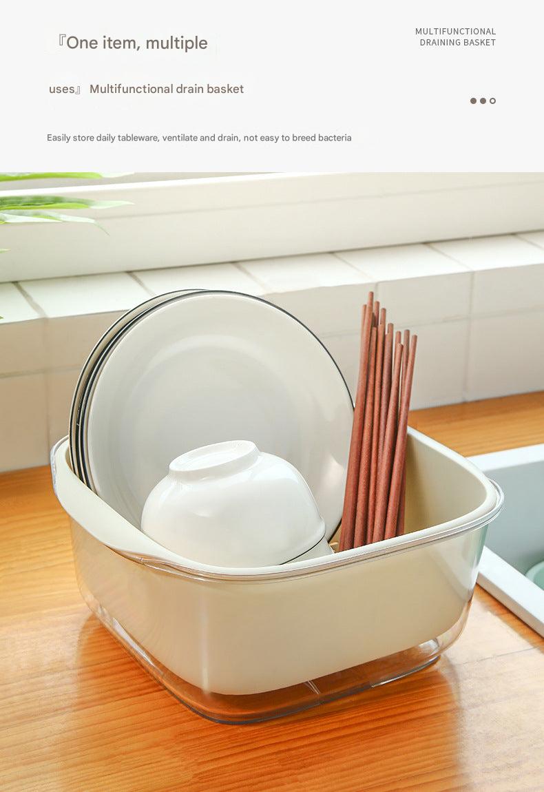 dark green double layer washing basket in use