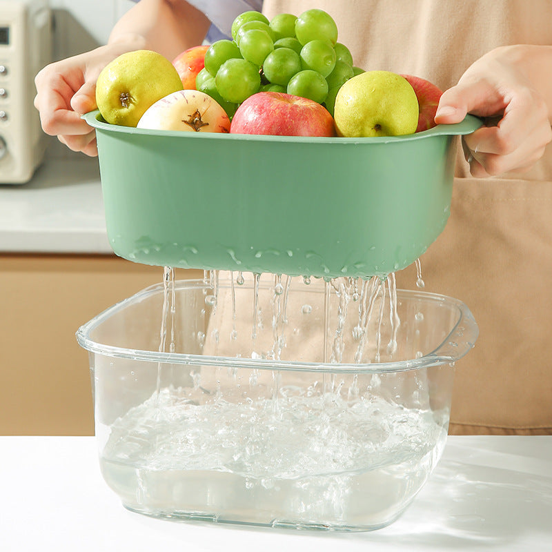 light green double layer strainer for vegetables