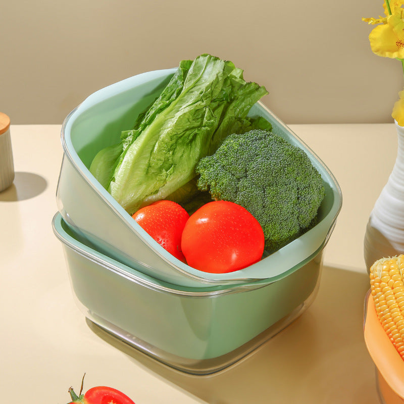 dark green double layer washing basket in use