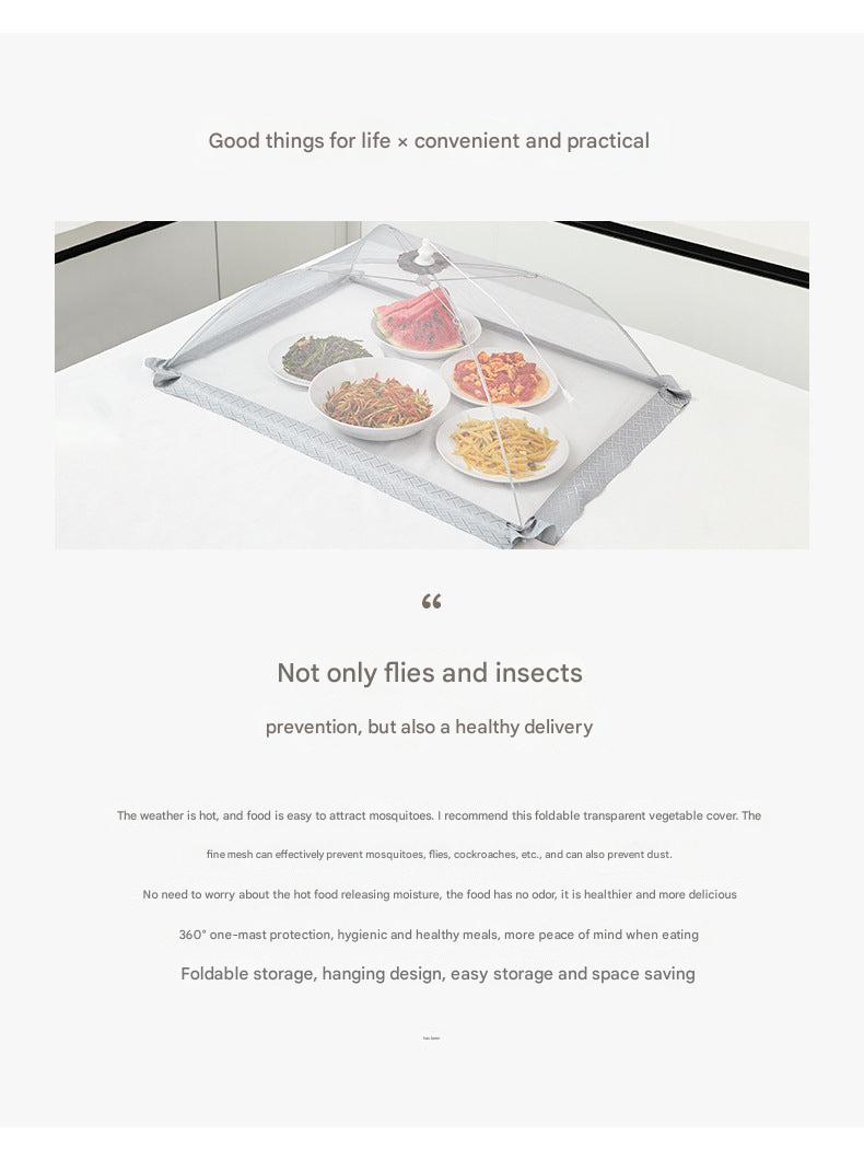 Round food cover shielding food from insects