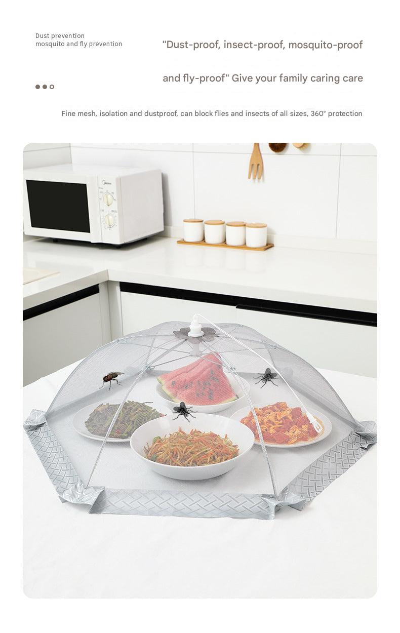 Durable mesh fabric food cover under use