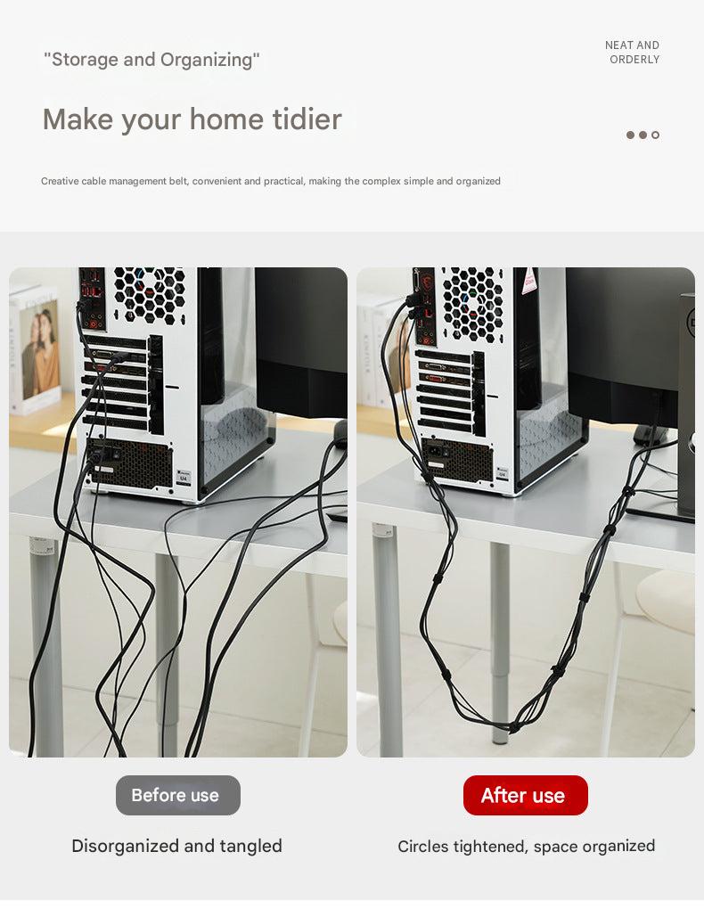 Close-up of adjustable Velcro cable ties