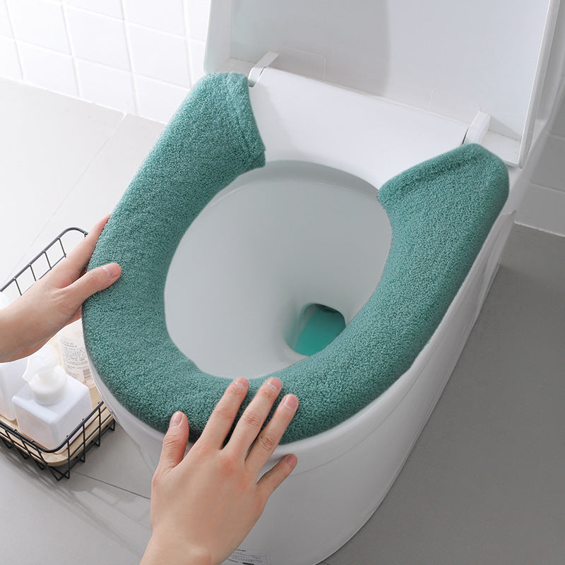 Extra thick toilet seat cover in dark green