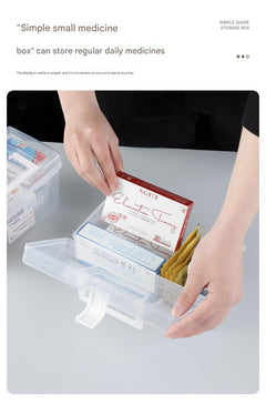 Transparent storage box with handle side view