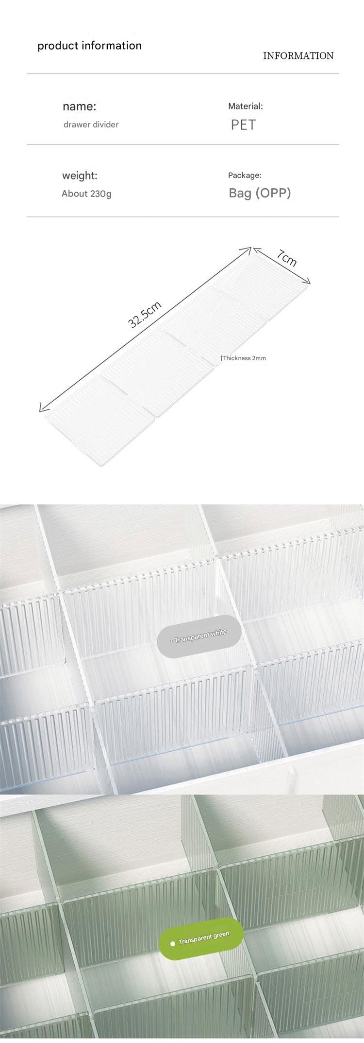 Clear drawer storage dividers for household items