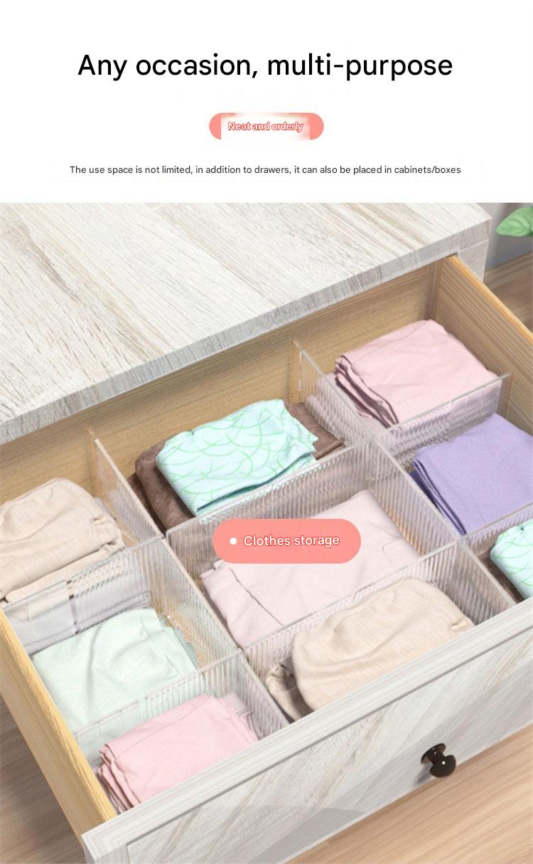 Organized drawer using transparent dividers for socks