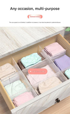 Organized drawer using transparent dividers for socks
