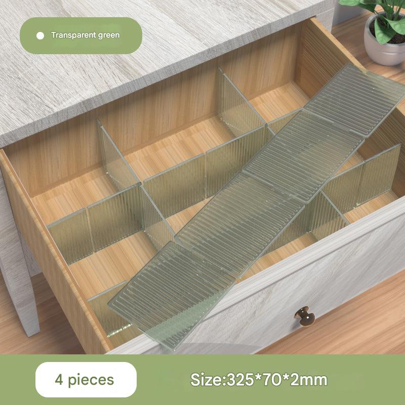 Clear drawer dividers showcasing storage efficiency