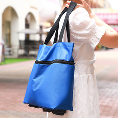Durable 600D Oxford cloth shopping cart in blue