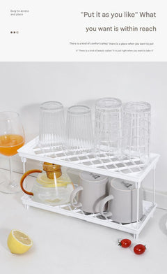 Close-up of multipurpose storage rack for bathroom