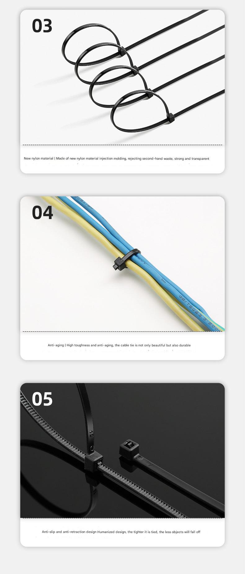 Different sizes of nylon cable ties
