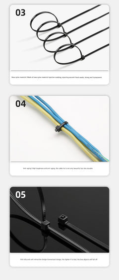 Different sizes of nylon cable ties