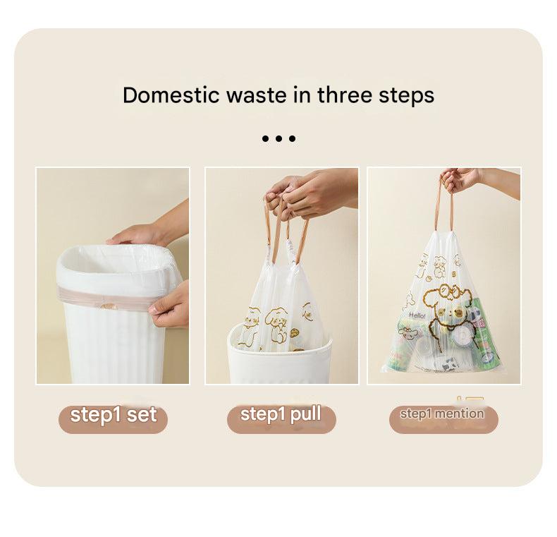 Various sizes of drawstring trash bags