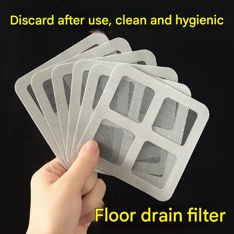 Close-up of bathroom drain filter mat