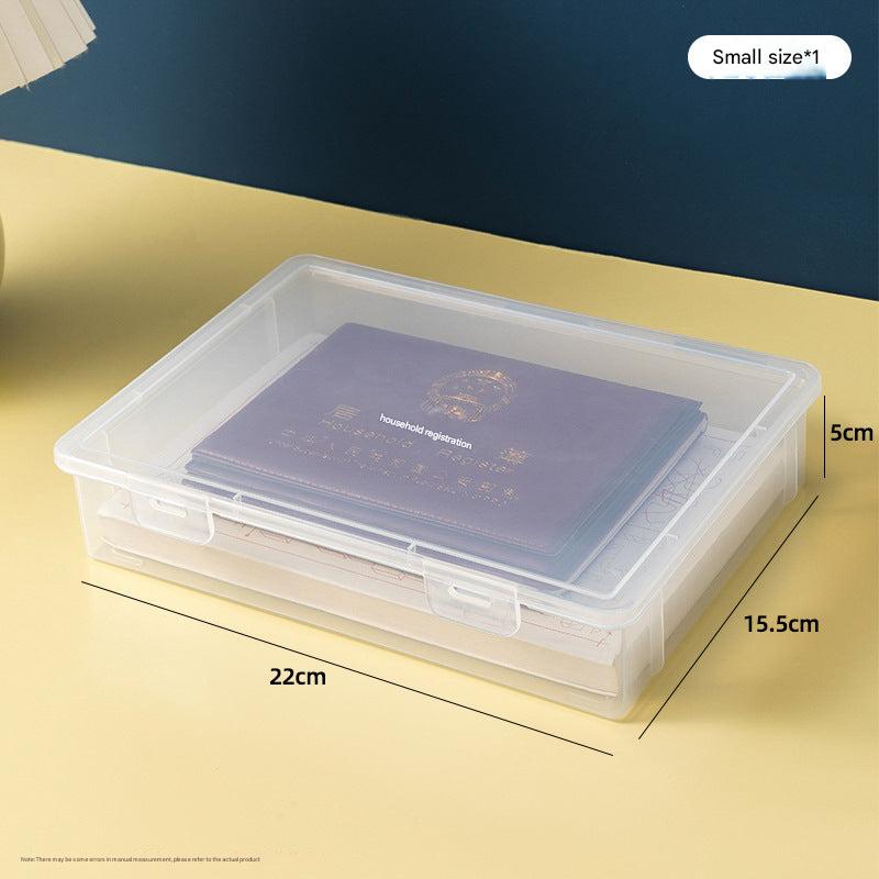 Organised documents in storage box