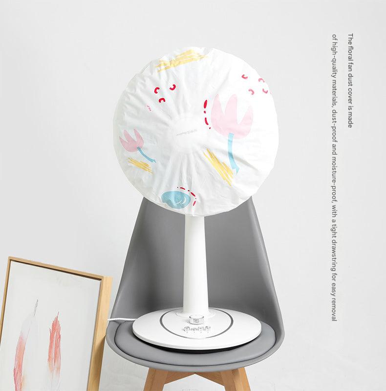 Stylish PEVA dust cover for floor fan - blue leaves design