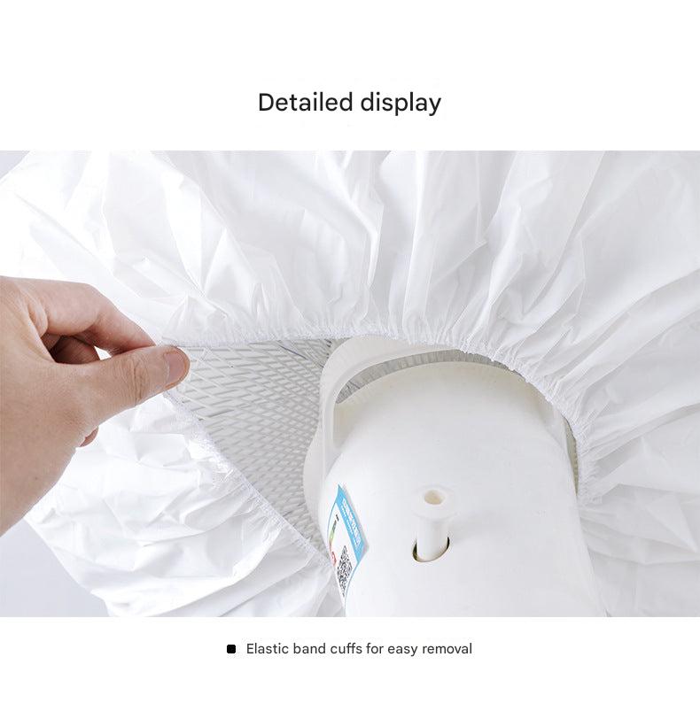 Stylish PEVA dust cover for floor fan in a modern living room