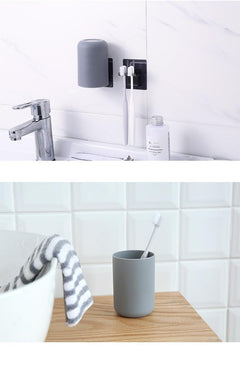Compact suction-mounted bathroom organiser