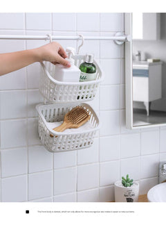 Close-up of beige wall-mounted storage basket