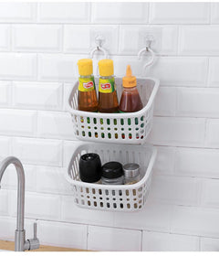 Sleek hanging basket for bathroom organisation