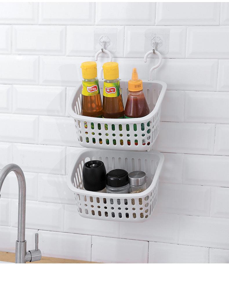 Sleek hanging basket for bathroom organisation