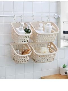 Stylish wall-mounted storage basket in a bathroom