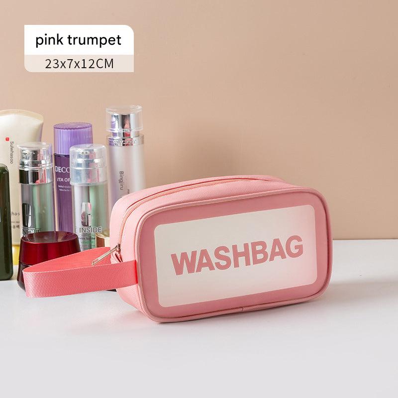 Large capacity wet-dry toiletry bag in stylish black