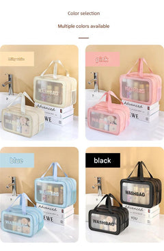 Durable PVC toiletry bag with multiple compartments