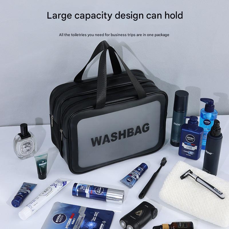 Durable PVC toiletry bag with multiple compartments
