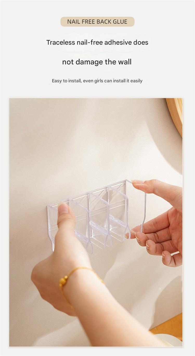 close up of wall-mounted cosmetic organiser