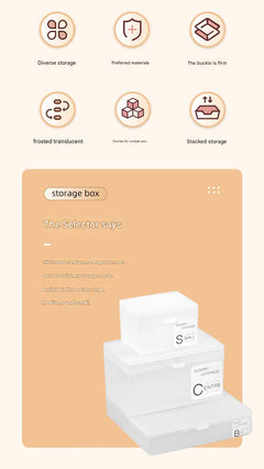 clear plastic storage box with essentials inside