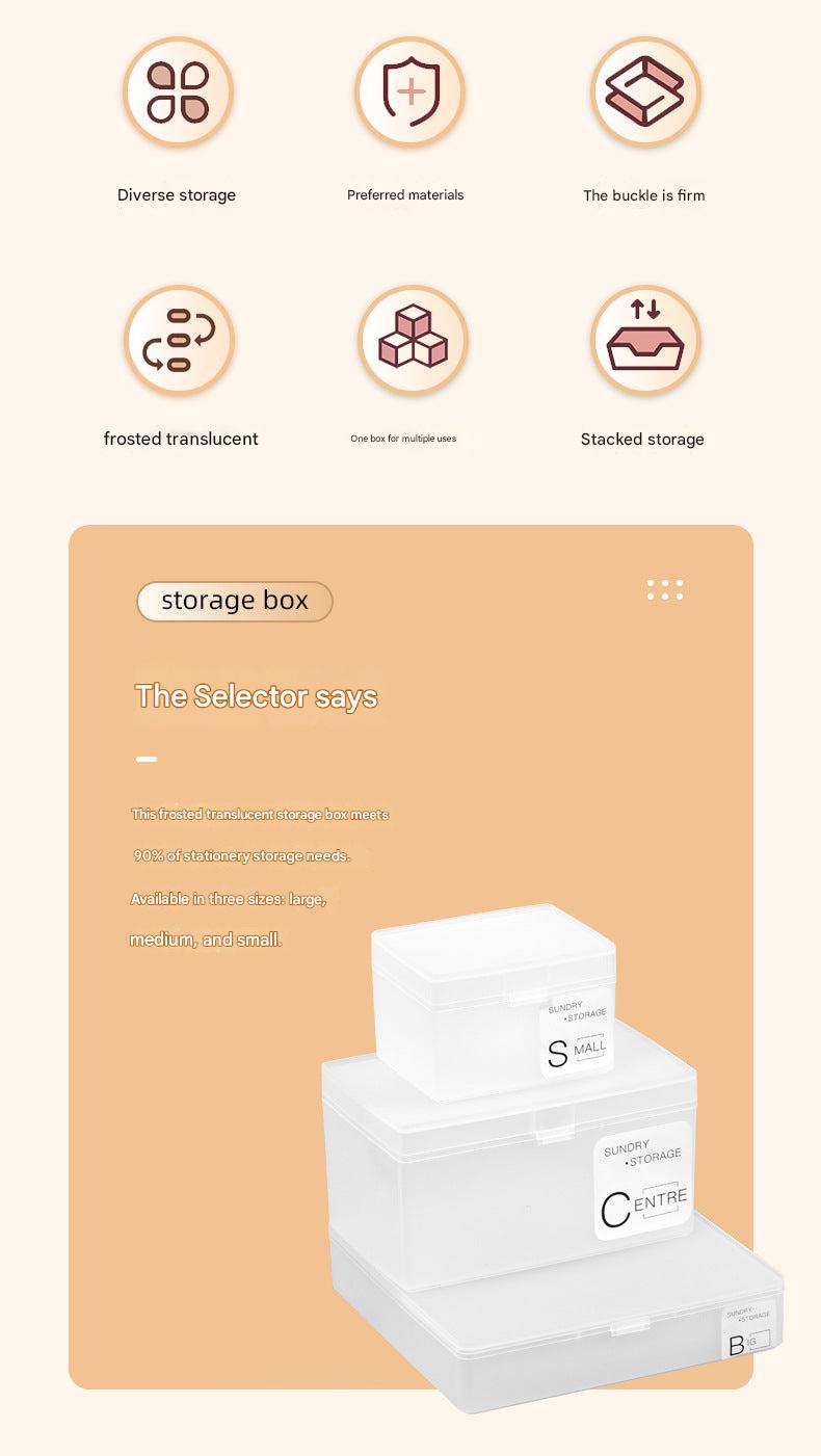 clear plastic storage box with essentials inside