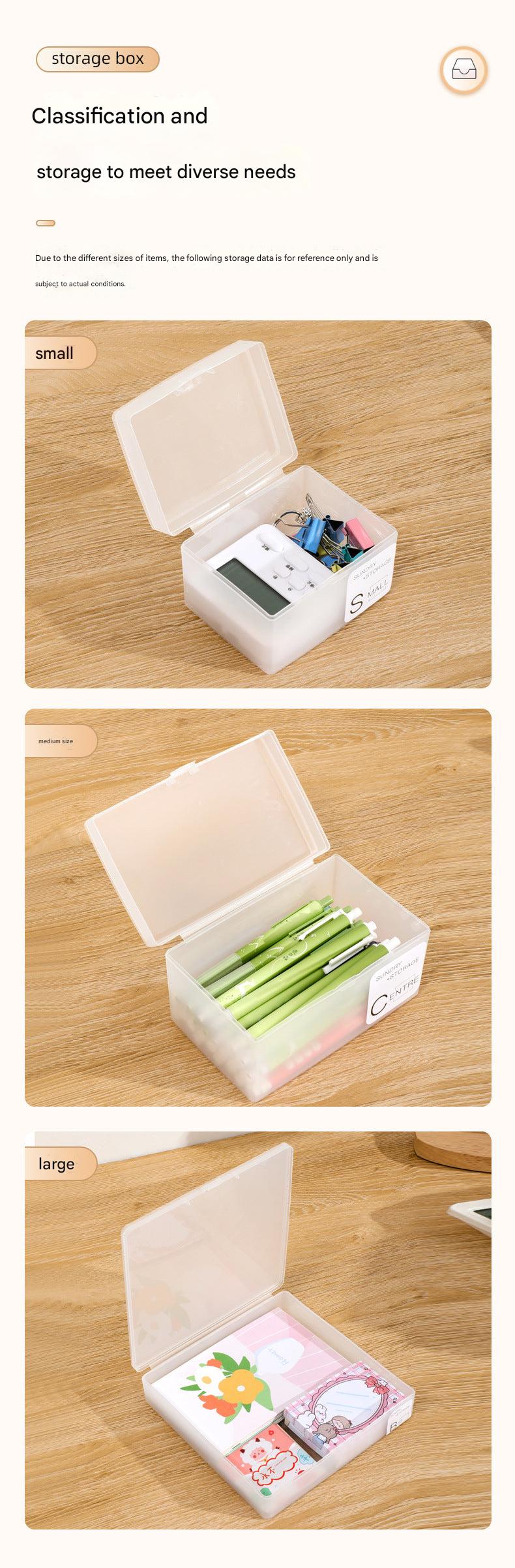 various sizes of storage boxes