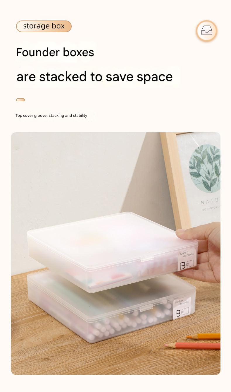 clear plastic storage box with essentials inside