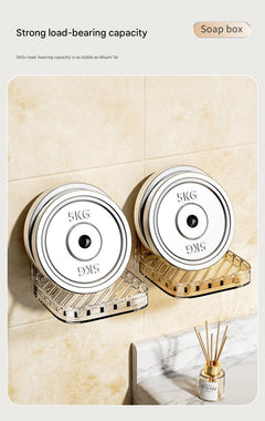 Transparent white soap dish mounted on wall
