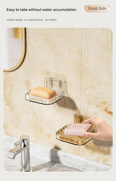 Amber coloured soap holder with soap bar