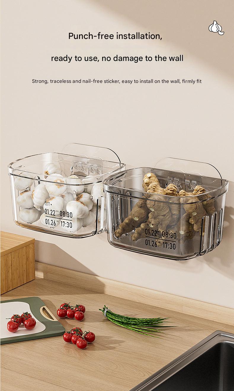 Hanging spice rack filled with various spices
