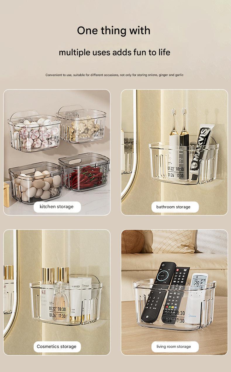 Wall-mounted spice rack showcasing essential spices
