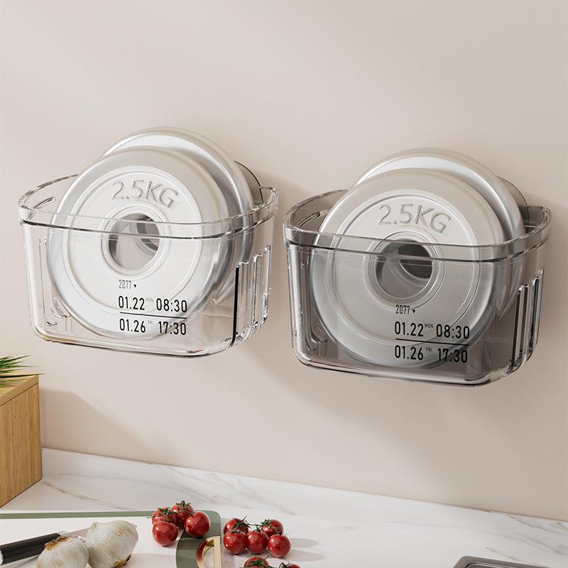 Installation of a wall-mounted spice rack without drilling