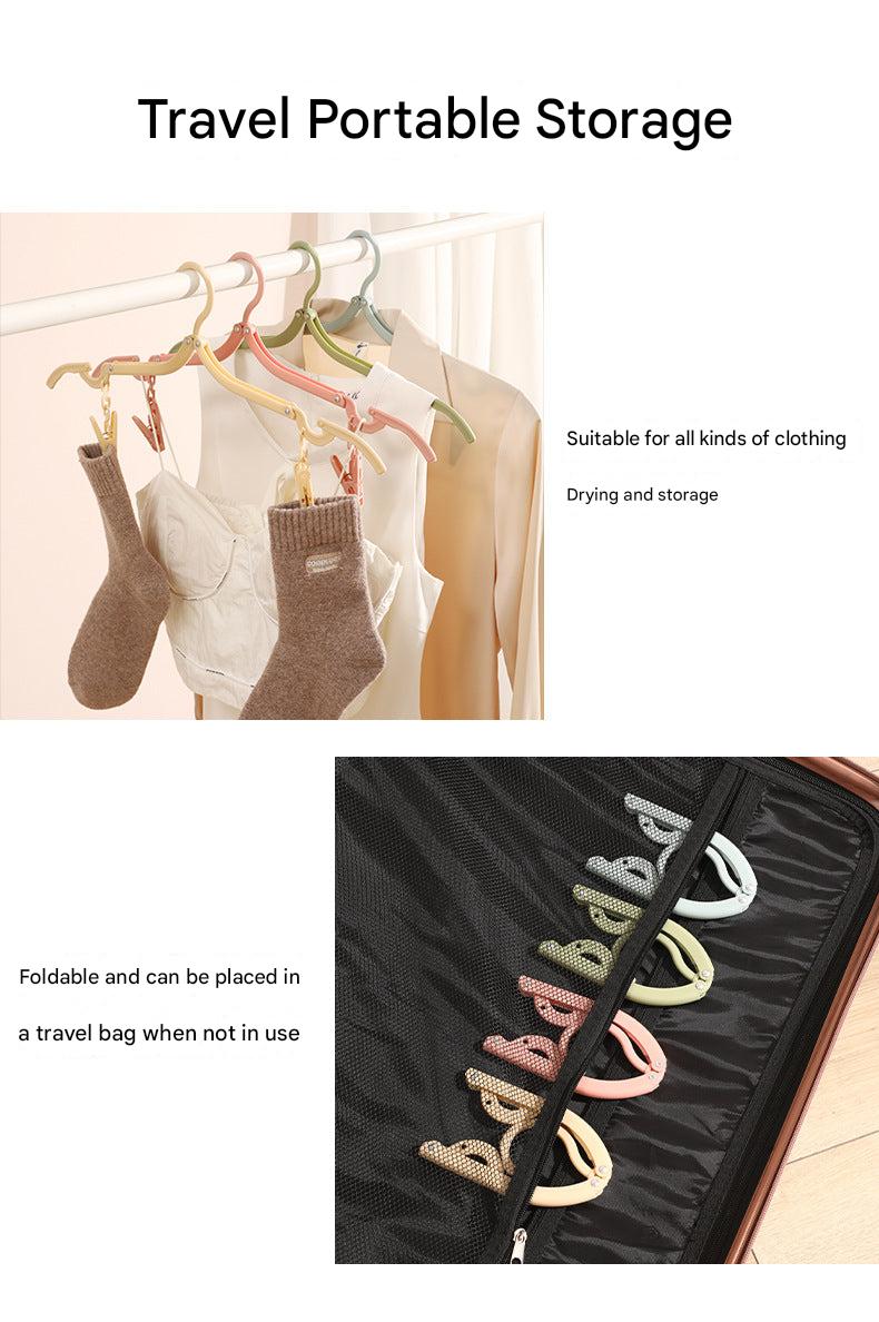 Hanging socks and clothes with a portable hanger
