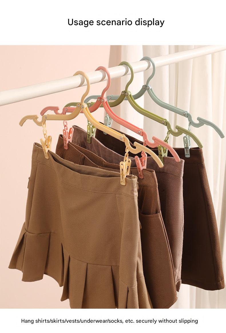 Close-up of multi-use folding clothes hanger