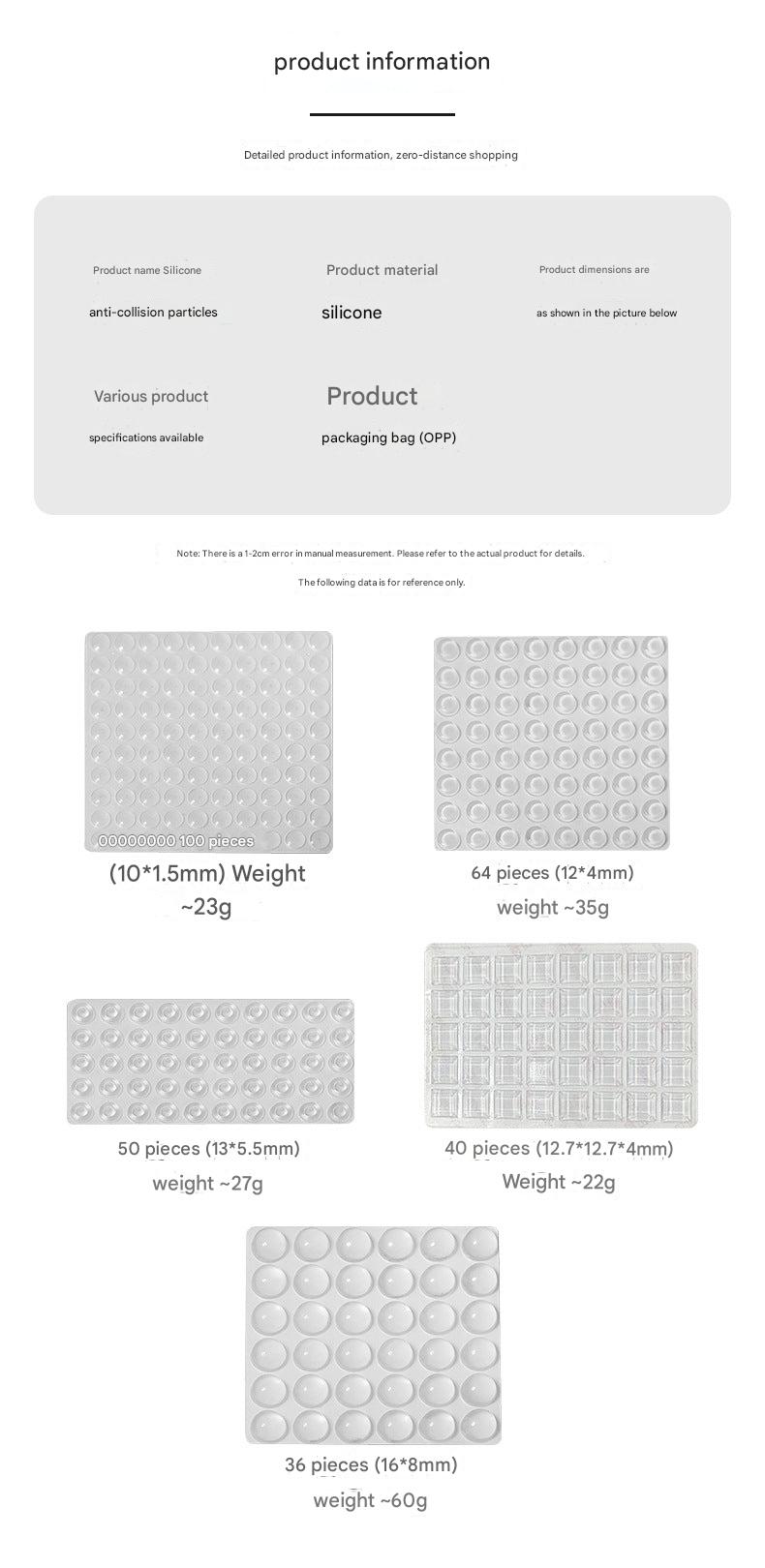 Cushioning silicone pad for cabinet doors