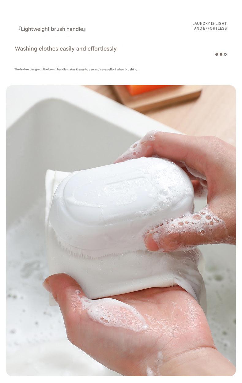Soft bristle laundry cleaning brush for delicate fabrics